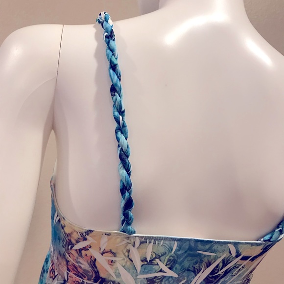 Cristina Love Summer Maxi Dress Women Medium Blue Yellow Touch of Bling Sundress - Picture 9 of 11